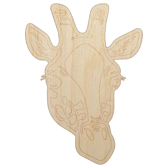 African Giraffe Head Unfinished Wood Shape Piece Cutout for DIY Craft Projects {7}