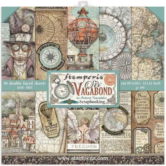 Stamperia Sir Vagabond 12x12 Paper Pack {1}