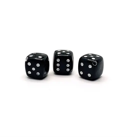 4, 20 or 50 Pieces: Black Dice Gambler 3D Beads {3}