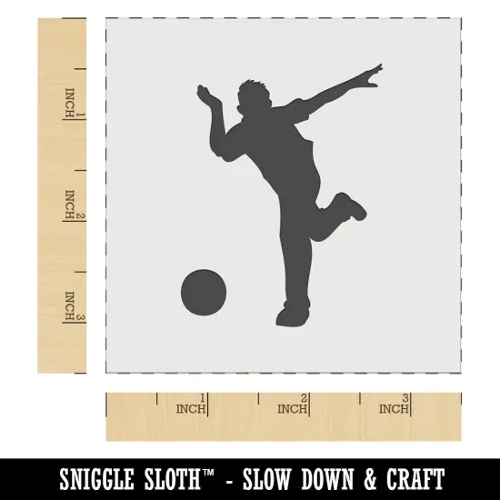 Man Bowler Bowling Ball Front View Wall Cookie DIY Craft Reusable Stencil {5}