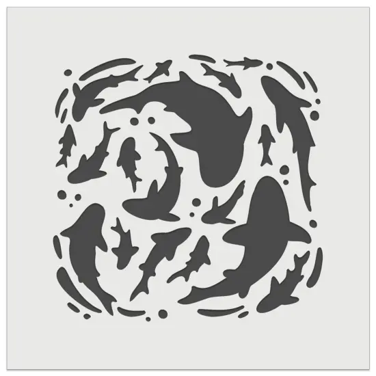 Whirlpool of Ocean Sharks and Fish Wall Cookie DIY Craft Reusable Stencil {2}