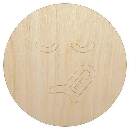 Sick Face Thermometer Emoticon Unfinished Wood Shape Piece Cutout for DIY Craft Projects {7}