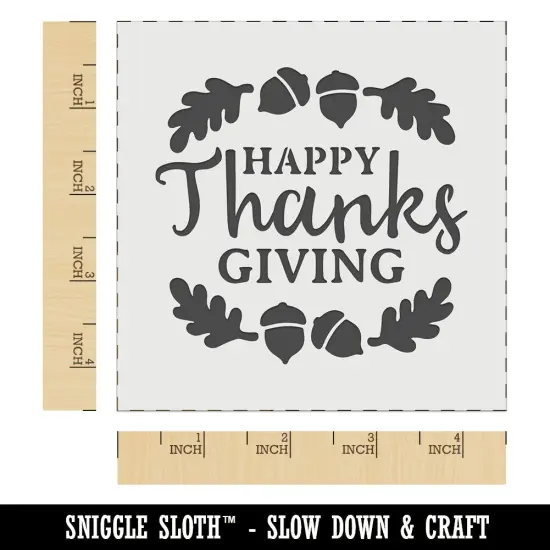 Happy Thanksgiving Oak Leaves Acorns Wall Cookie DIY Craft Reusable Stencil {7}