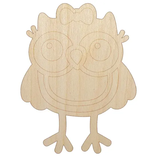 Cute Girl Owl with Bow Unfinished Wood Shape Piece Cutout for DIY Craft Projects {7}