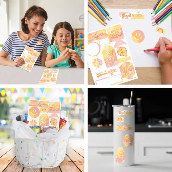 Big Dot of Happiness Stay Groovy - Boho Hippie Party Favor Sticker Set - 12 Sheets - 120 Stickers {6}