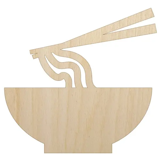 Pho Ramen Noodle Bowl Solid Unfinished Wood Shape Piece Cutout for DIY Craft Projects {7}