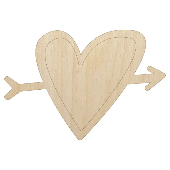 Heart Outline with Arrow Unfinished Wood Shape Piece Cutout for DIY Craft Projects {1}