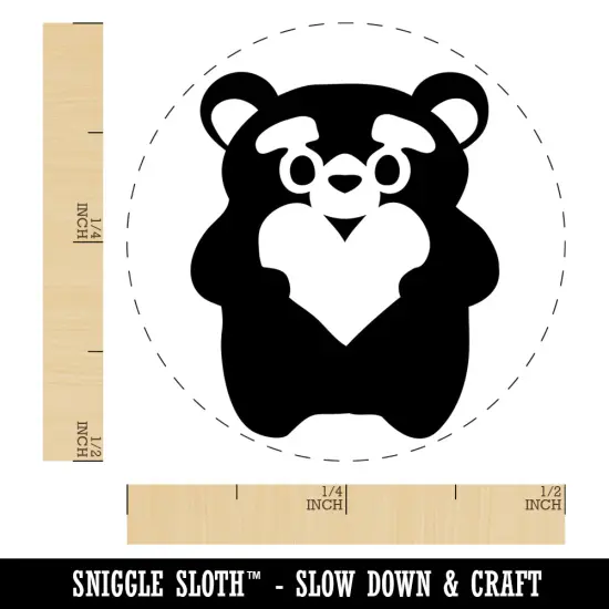 Cautious Bear with Heart in Hands Self-Inking Rubber Stamp Ink Stamper for Stamping Crafting Planners Purple {1}