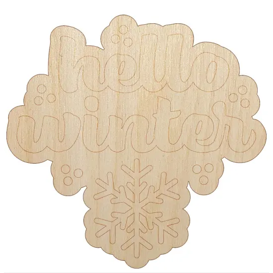 Hello Winter Unfinished Wood Shape Piece Cutout for DIY Craft Projects {2}