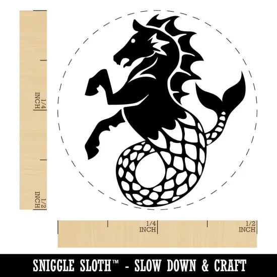 Hippocampus Mythological Sea Horse Self-Inking Rubber Stamp for Stamping Crafting Planners Yellow {1}