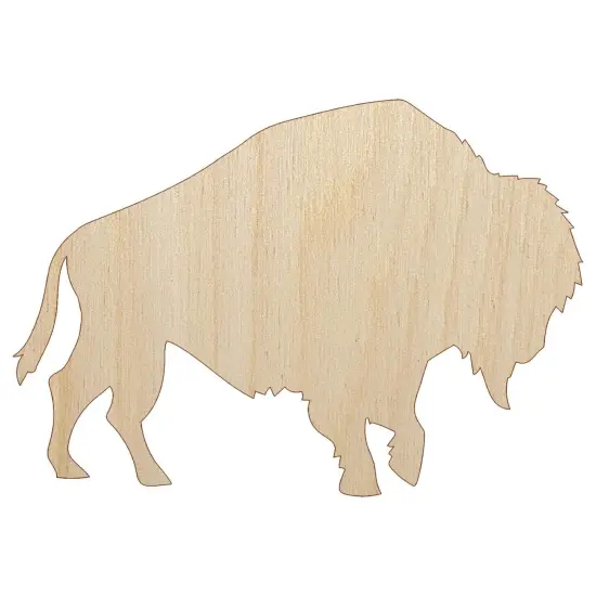 American Bison Buffalo Silhouette Unfinished Wood Shape Piece Cutout for DIY Craft Projects {2}