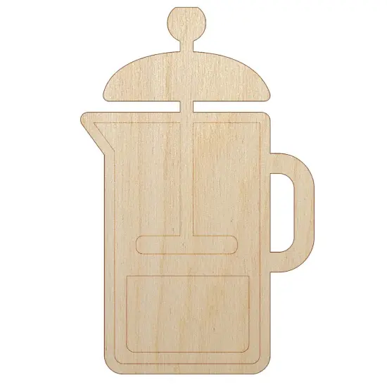 French Press Coffee Unfinished Wood Shape Piece Cutout for DIY Craft Projects {7}