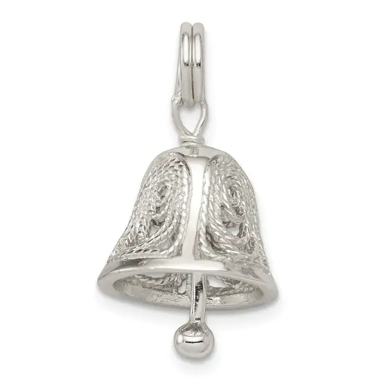 Sterling Silver Bell Charm Pendant Wedding Jewelry 17mm x 12mm {1}