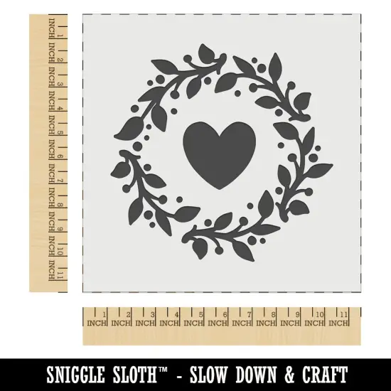 Foliage Wreath with Heart Center Wall Cookie DIY Craft Reusable Stencil {1}