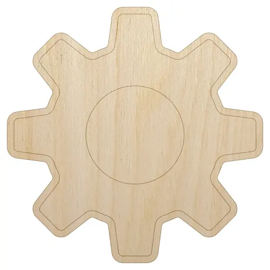 Gear Outline Unfinished Wood Shape Piece Cutout for DIY Craft Projects {1}