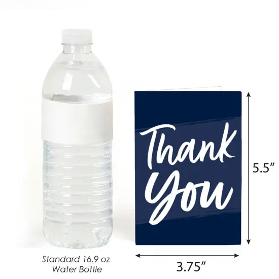 Big Dot of Happiness Navy Blue Elegantly Simple - Guest Party Favors Thank You Cards (8 count) {4}