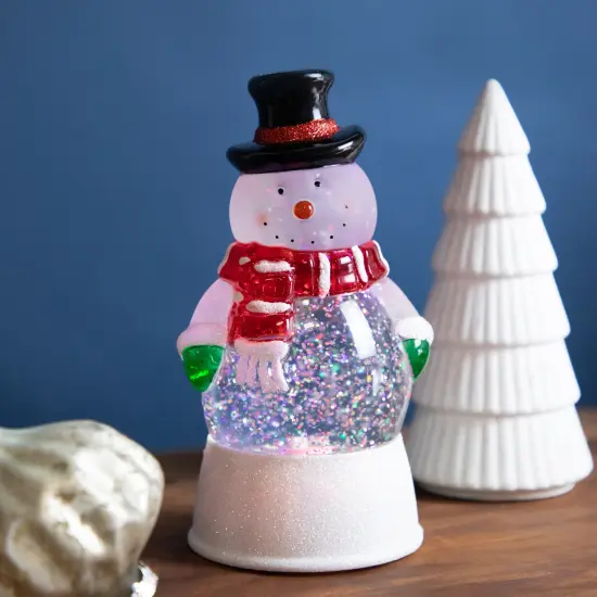 Northlight 7" LED Lighted Color Changing Snowman Christmas Glittering Snow Dome White {3}