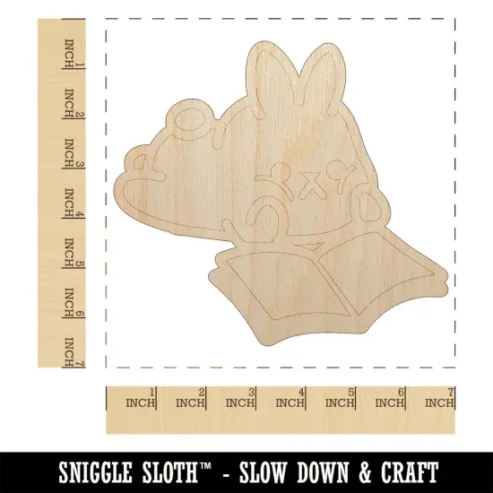 Cute Kawaii Bunny Rabbit Reading Studying for School Unfinished Wood Shape Piece Cutout for DIY Craft Projects {1}