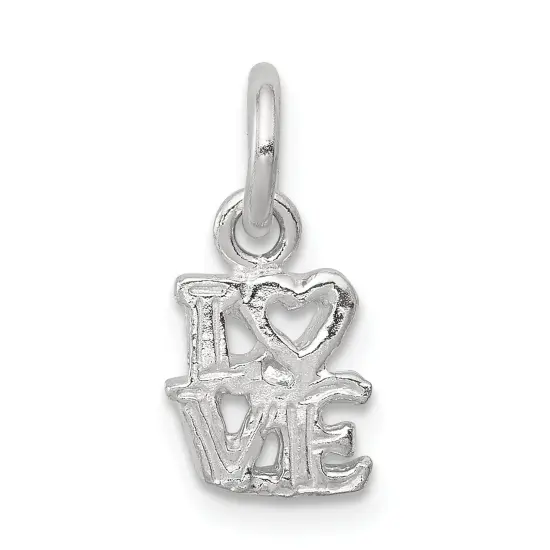 Sterling Silver Love Charm Pendant Heart Jewelry 15mm x 7mm {1}