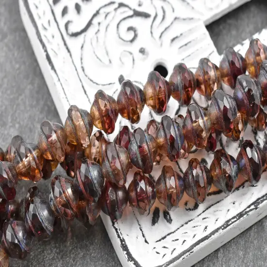 *15* 8x10mm Fuchsia Crystal Picasso Saturn Beads {4}