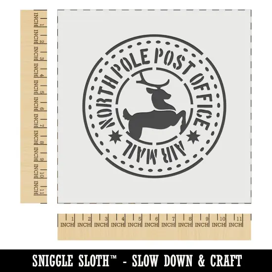 North Pole Post Office Air Mail Post Mark Christmas Reindeer Wall Cookie DIY Craft Reusable Stencil {1}