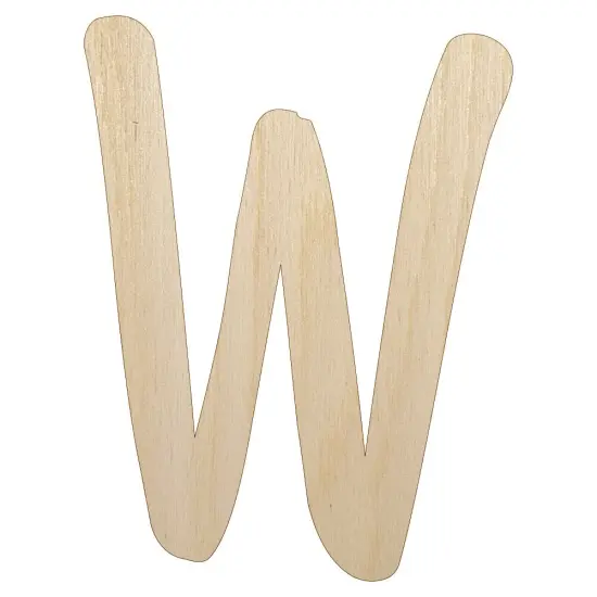 Letter W Uppercase Felt Marker Font Unfinished Wood Shape Piece Cutout for DIY Craft Projects {1}