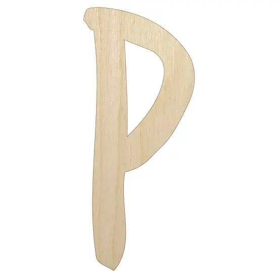 Letter P Uppercase Felt Marker Font Unfinished Wood Shape Piece Cutout for DIY Craft Projects {1}