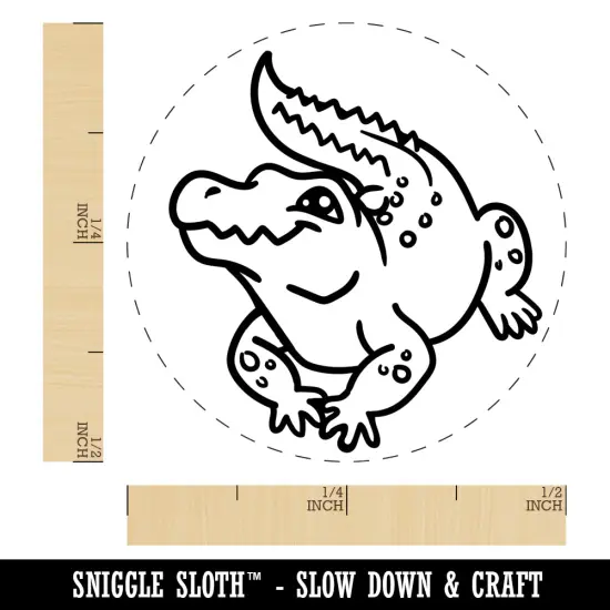 Crocodile Alligator Cute Self-Inking Rubber Stamp for Stamping Crafting Planners Lime Green {1}