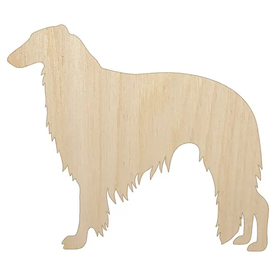 Borzoi Russian Wolfhound Dog Solid Unfinished Wood Shape Piece Cutout for DIY Craft Projects {1}