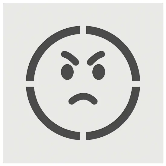 Angry Mad Face Emoticon Wall Cookie DIY Craft Reusable Stencil {2}