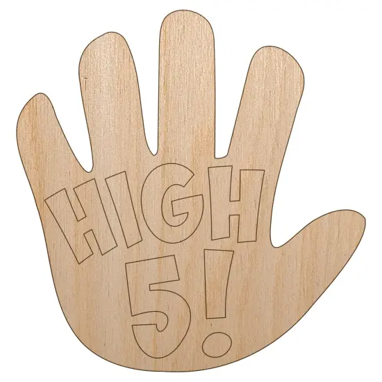 High 5 Hand Gesture Congrats Unfinished Wood Shape Piece Cutout for DIY Craft Projects {5}