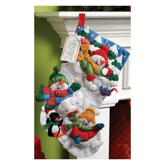 Bucilla Felt Stocking Applique Kit 18" Long-Snow Fun {2}