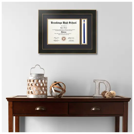 ArtToFrames 8.5x11 inch Diploma Frame with Tassel Opening - Framed with Black and Gold Mats, Comes with Regular Glass and Sawtooth Hanger for Wall Hanging (DT-8.5x11) {2}