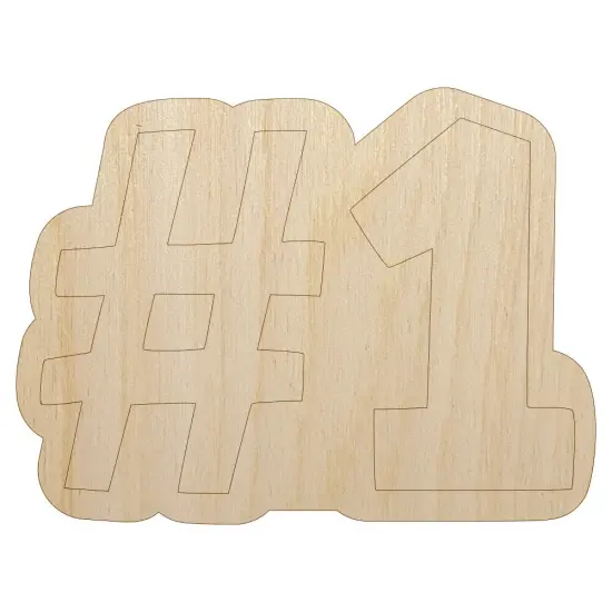 #1 Number One Fun Text Unfinished Wood Shape Piece Cutout for DIY Craft Projects {7}