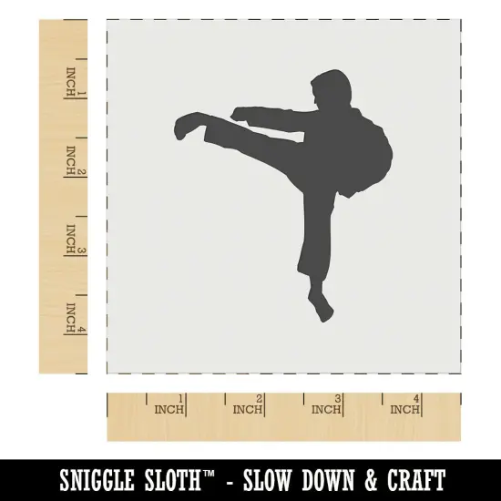 Martial Arts Karate Kick Solid Wall Cookie DIY Craft Reusable Stencil {6}