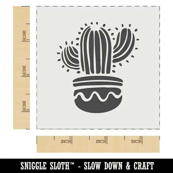 Potted Saguaro Cactus Succulent Plant Wall Cookie DIY Craft Reusable Stencil {5}