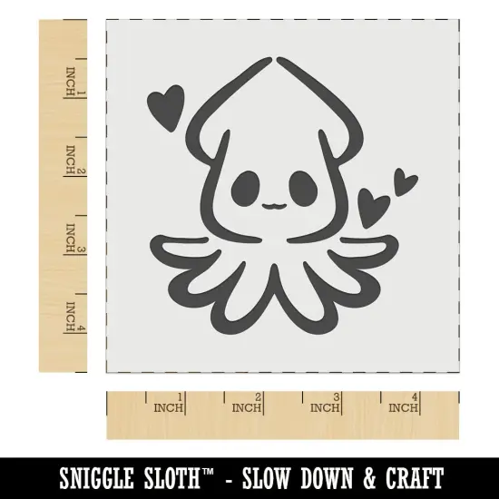 Cute Kawaii Squid with Hearts Sea Life Tentacles Wall Cookie DIY Craft Reusable Stencil {7}