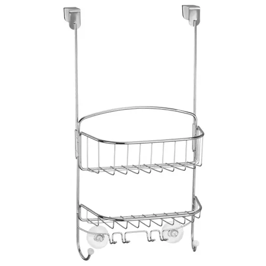 mDesign Steel Portable Over Door Hanging Shower Caddy Storage Organizer {5}