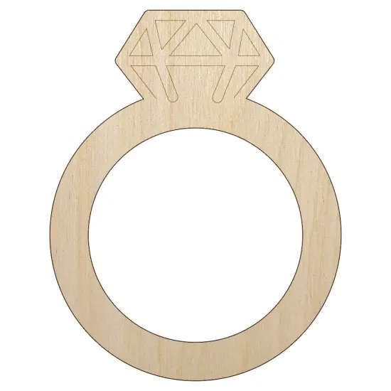 Diamond Ring Wedding Engagement Unfinished Wood Shape Piece Cutout for DIY Craft Projects {1}