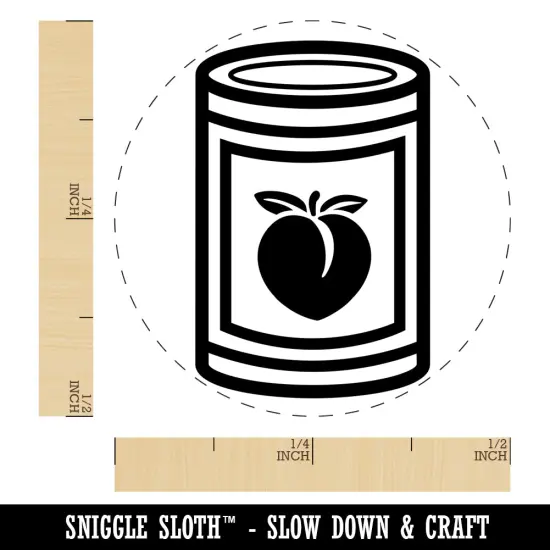 Can of Peaches Fruit Self-Inking Rubber Stamp for Stamping Crafting Planners Fuchsia {1}