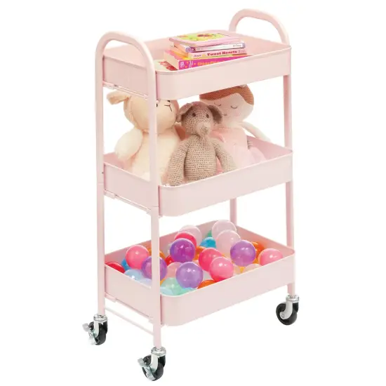 mDesign Metal 3-Tier Rolling Utility Storage Carts, 4 Caster Wheels {1}