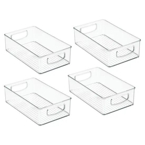 mDesign Plastic Office Storage Organizer Bin with Handles, 4 Pack, Clear {4}