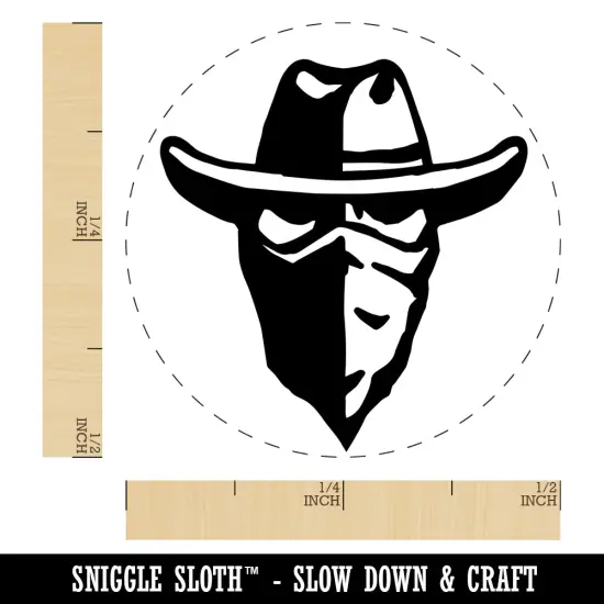 Masked Cowboy Bandit Highwayman with Hat and Bandana Self-Inking Rubber Stamp for Stamping Crafting Planners Yellow {1}