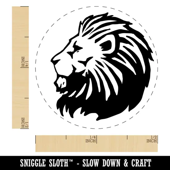 Regal Maned Lion Head Side Profile Self-Inking Rubber Stamp for Stamping Crafting Planners Sky Blue {1}