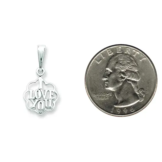 Sterling Silver I Love You Charm Pendant Jewelry 23mm x 12mm {2}
