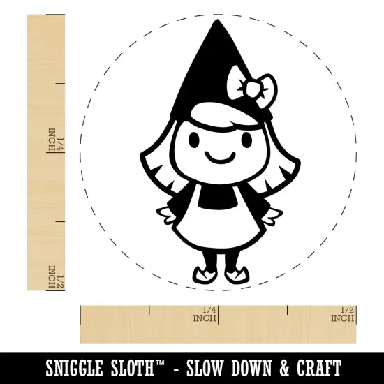 Cute Little Lady Gnome Self-Inking Rubber Stamp for Stamping Crafting Planners Orange {1}