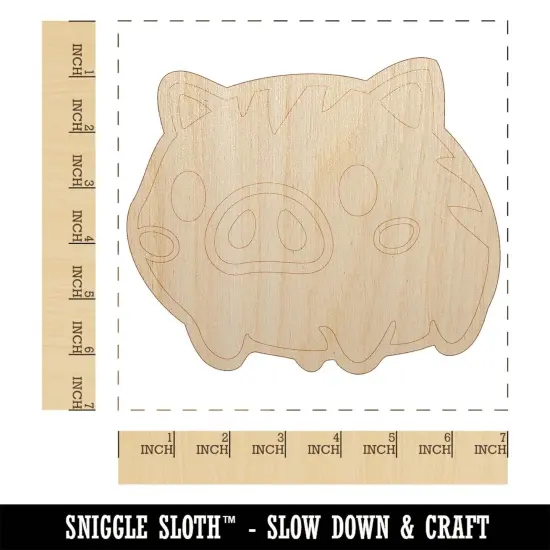 Fun Chibi Wild Boar Pig Swine Unfinished Wood Shape Piece Cutout for DIY Craft Projects {1}