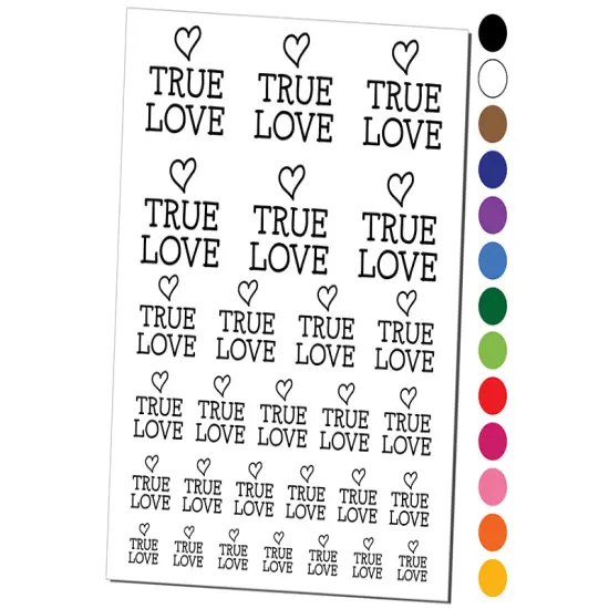 True Love Heart Fun Text Temporary Tattoo Water Resistant Fake Body Art Set Collection White {1}