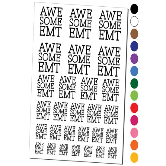 Awesome EMT Emergency Medical Tech Fun Text Temporary Tattoo Water Resistant Fake Body Art Set Collection Light Green {1}