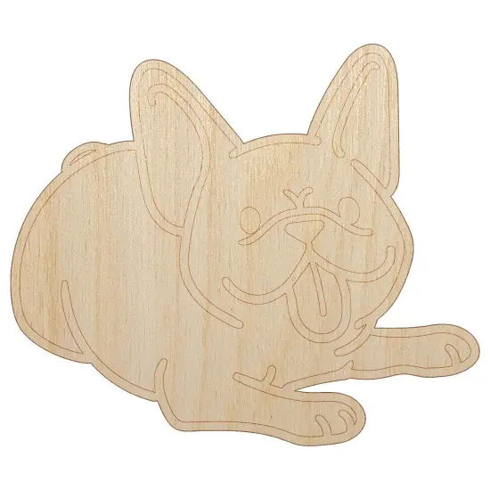 Frenchie Laying Down French Bulldog Dog Unfinished Wood Shape Piece Cutout for DIY Craft Projects {7}